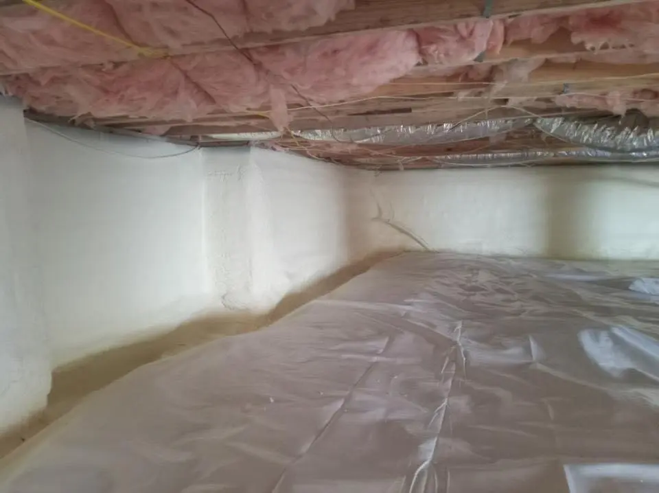 Crawl space encapsulation with closed-cell spray foam for Attic Insulation in North Mankato
